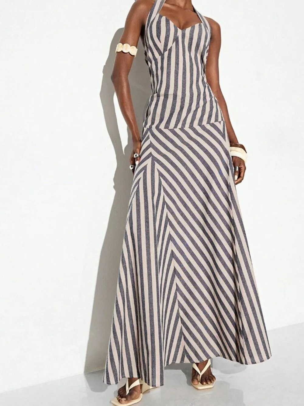 Multicolor Sexy Women's French Casual Halter Neck Dress
